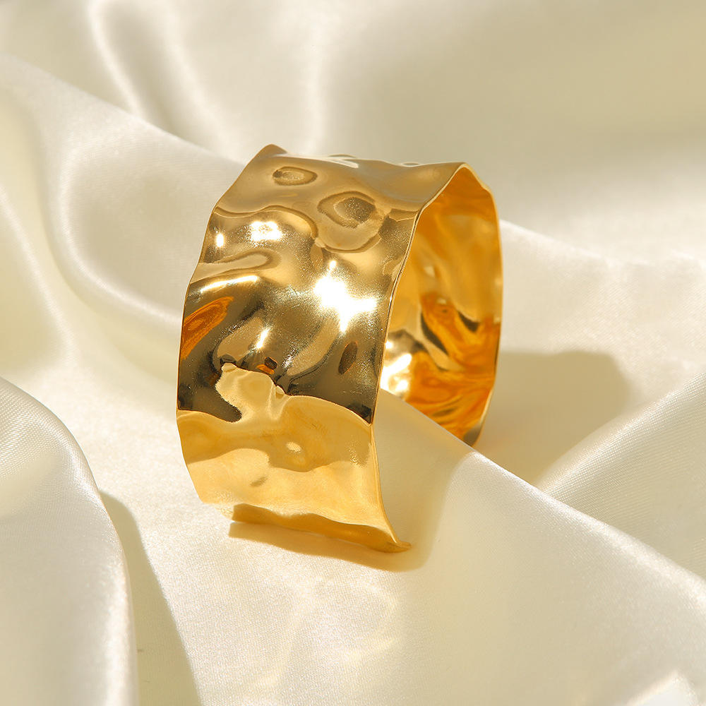 Molten Aura Hammered Gold Statement Cuff