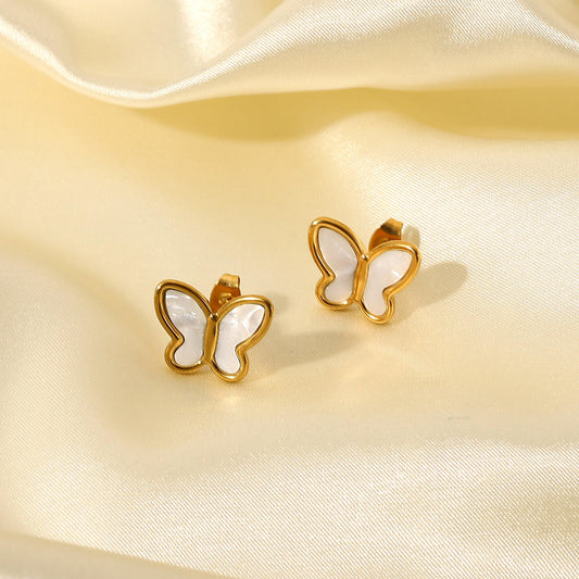 Mother-of-Pearl Butterfly Stud Earrings