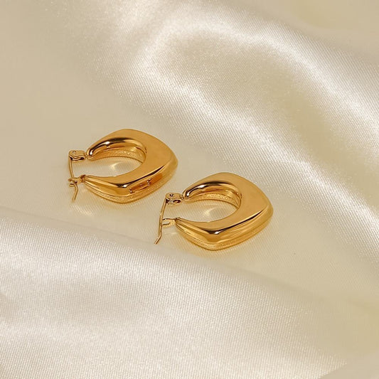 Sculpted Gold Square Hoop Earrings