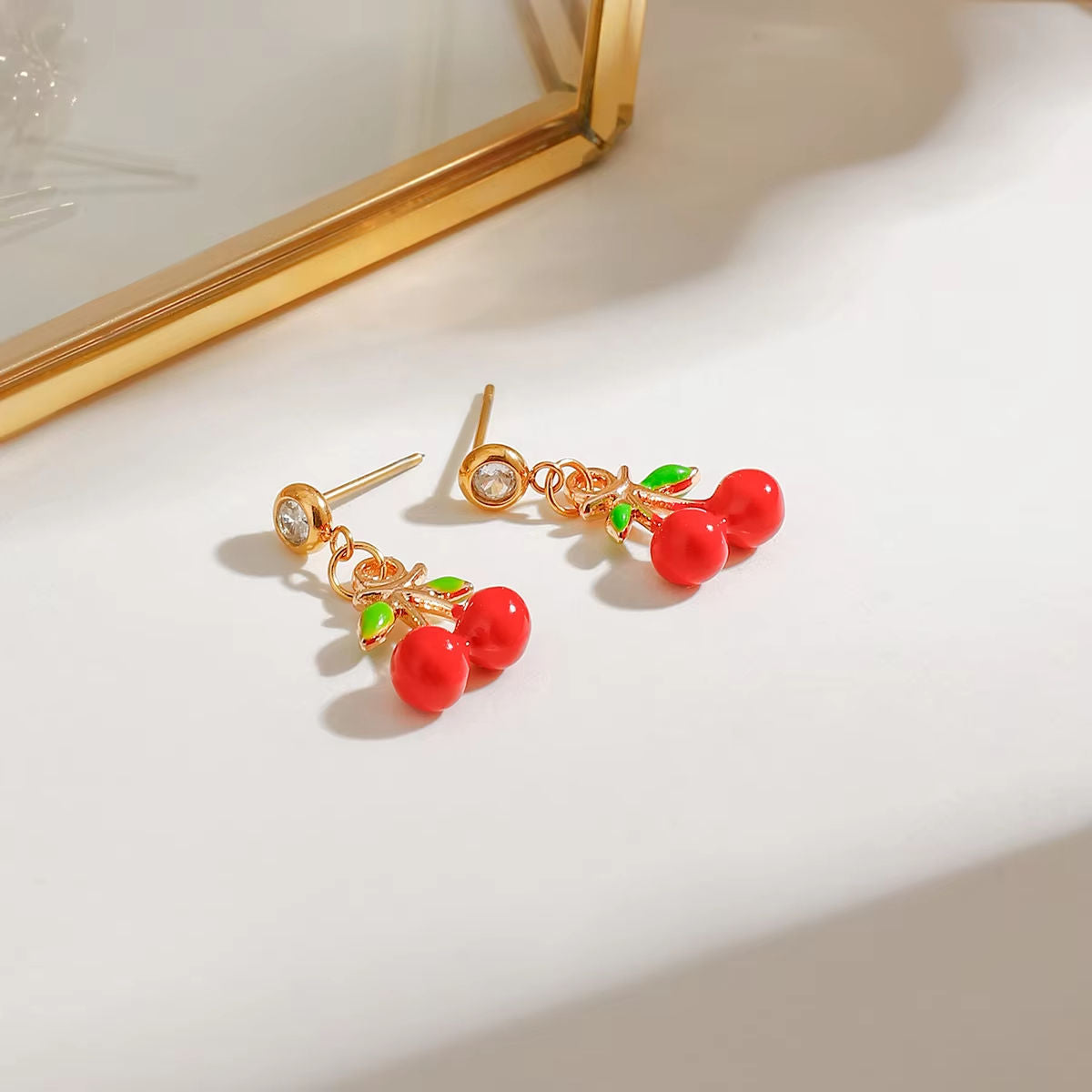 Cherry Spark Stud Drop Earrings
