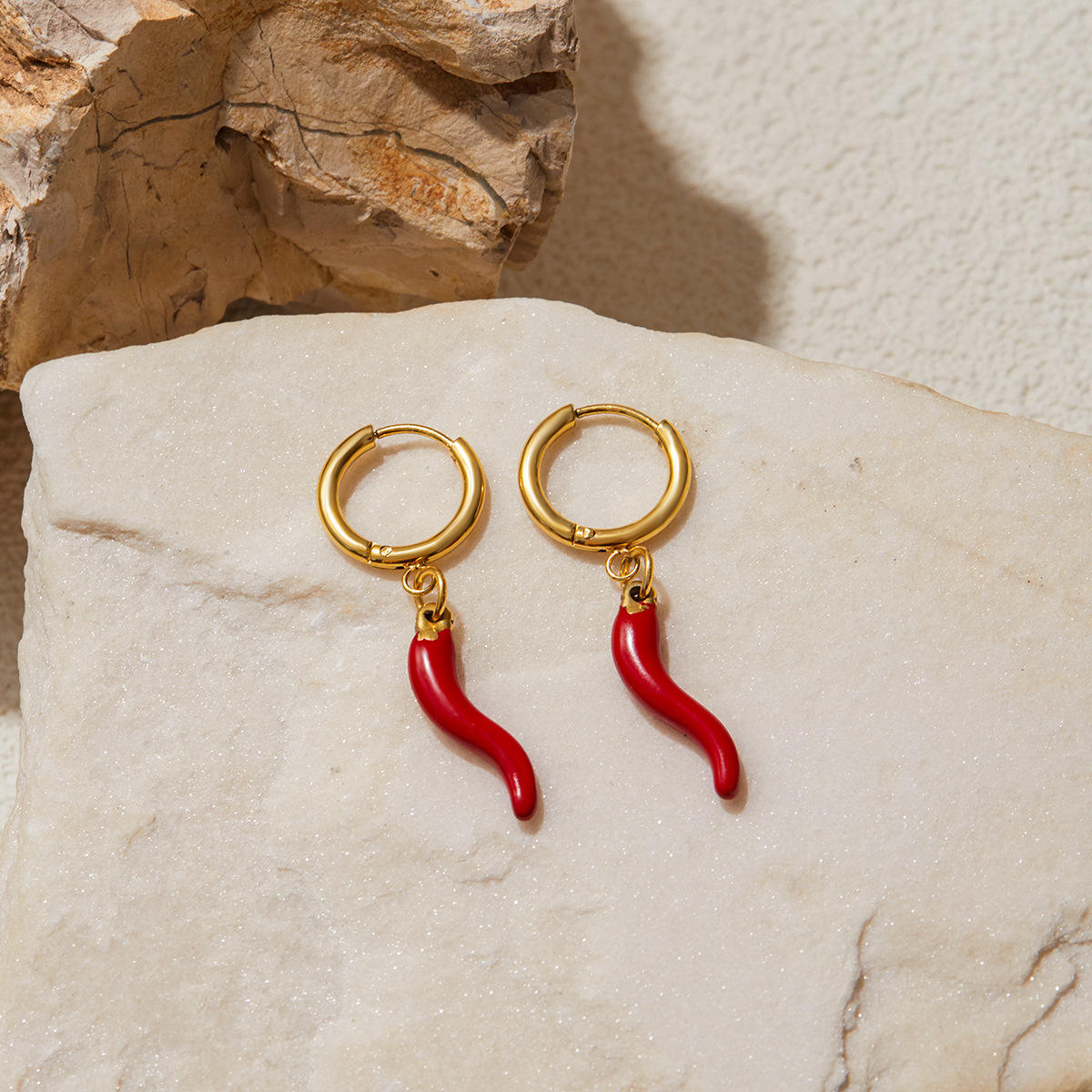 Scarlet Charm Hoop Earrings