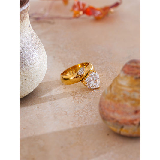 Radiant Solitaire Crystal Gold Ring