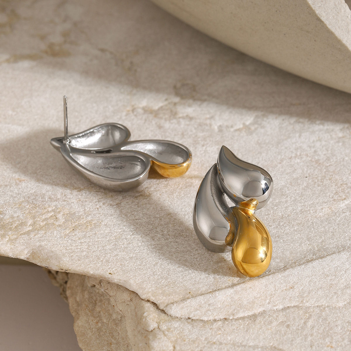 Molten Duo Two-Tone Sculpted Stud Earrings