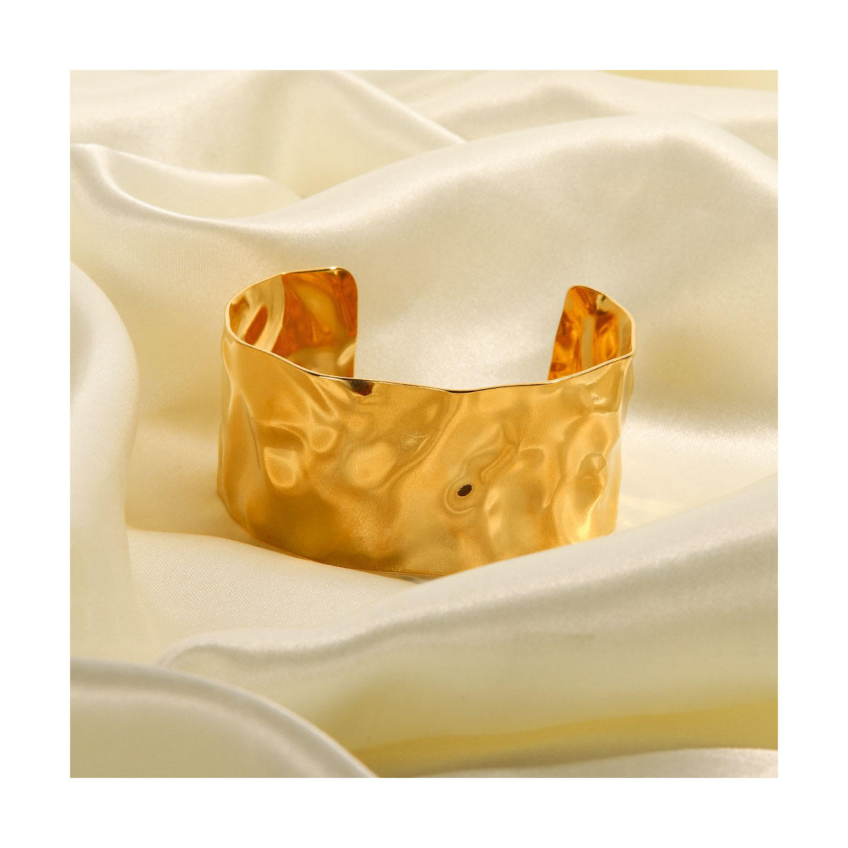 Molten Aura Hammered Gold Statement Cuff
