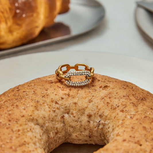 Crystal Link Pavé Statement Ring