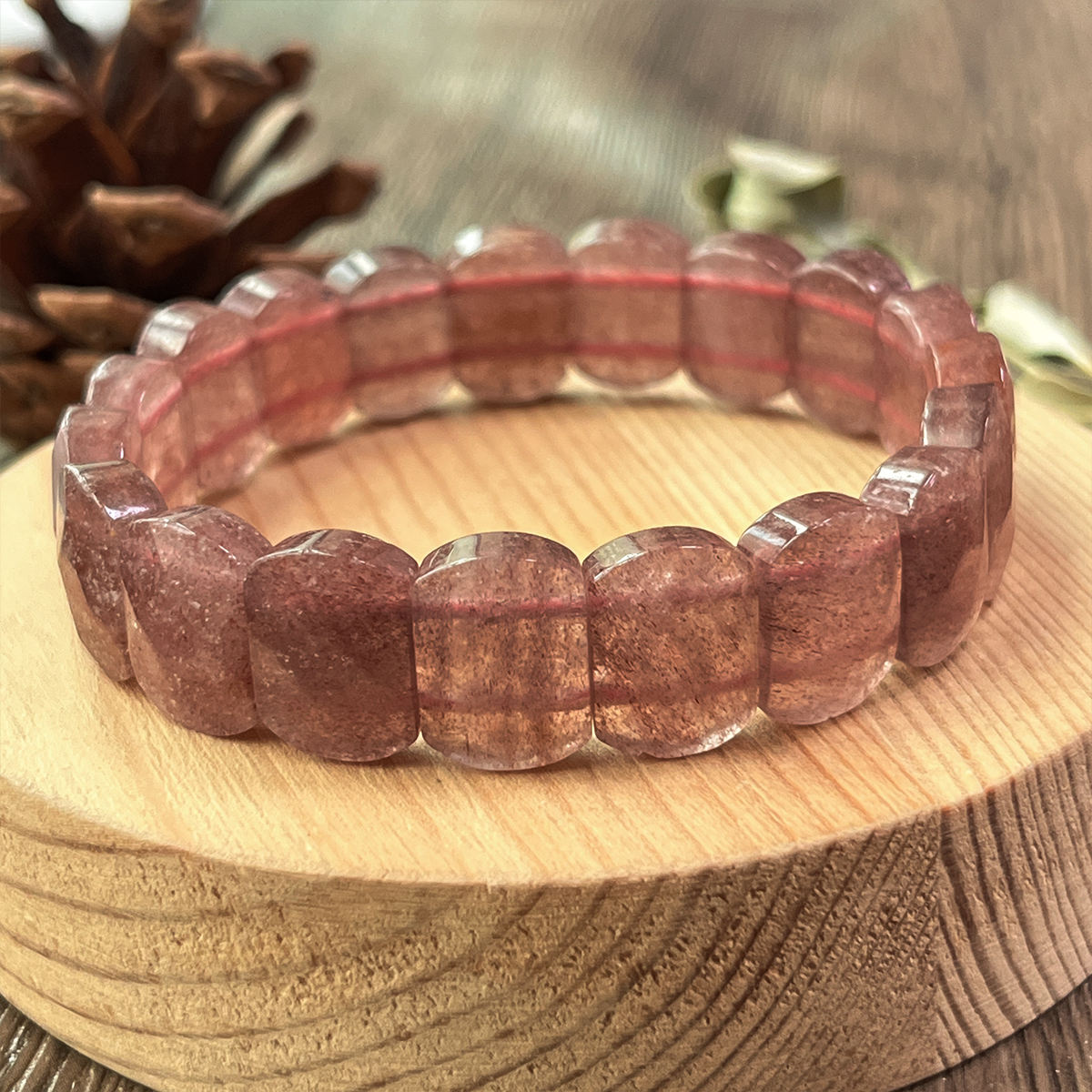 Rose Quartz Aura Chunky Bead Bracelet