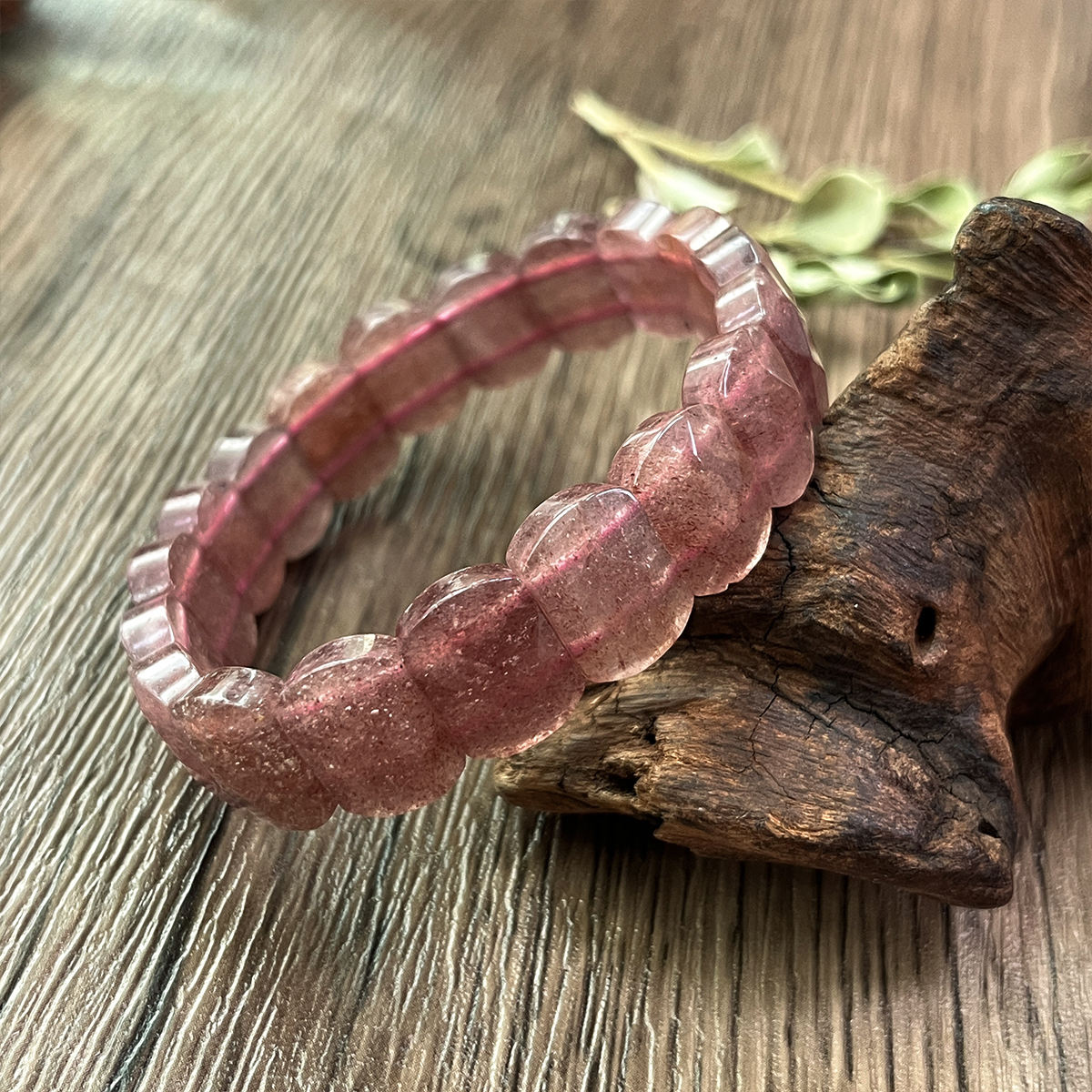 Rose Quartz Aura Chunky Bead Bracelet
