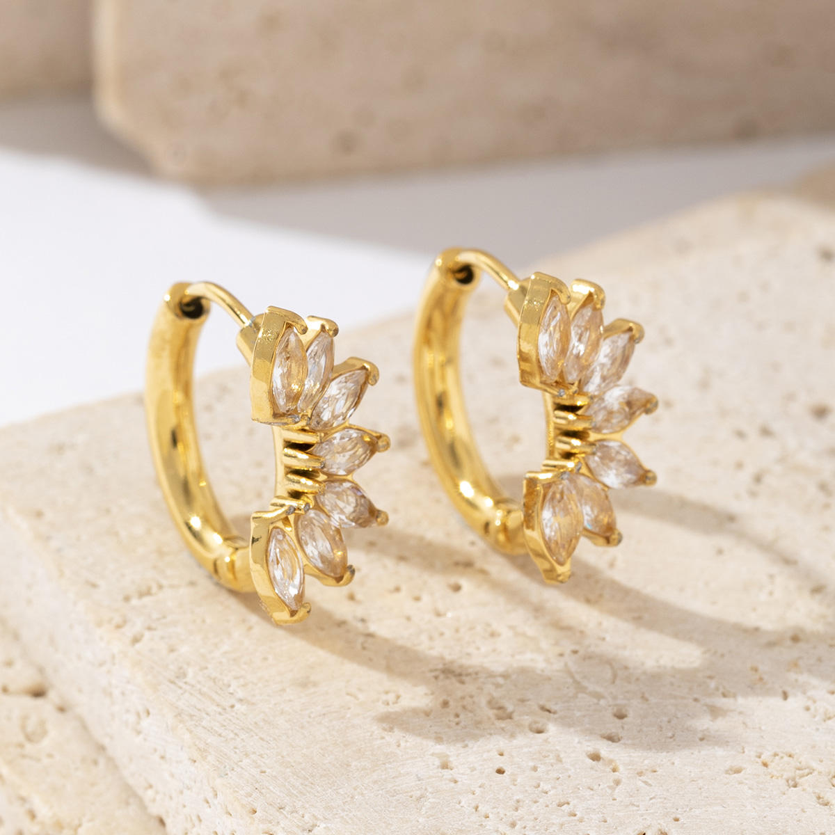 Bloom Crystal Huggie Hoop Earrings