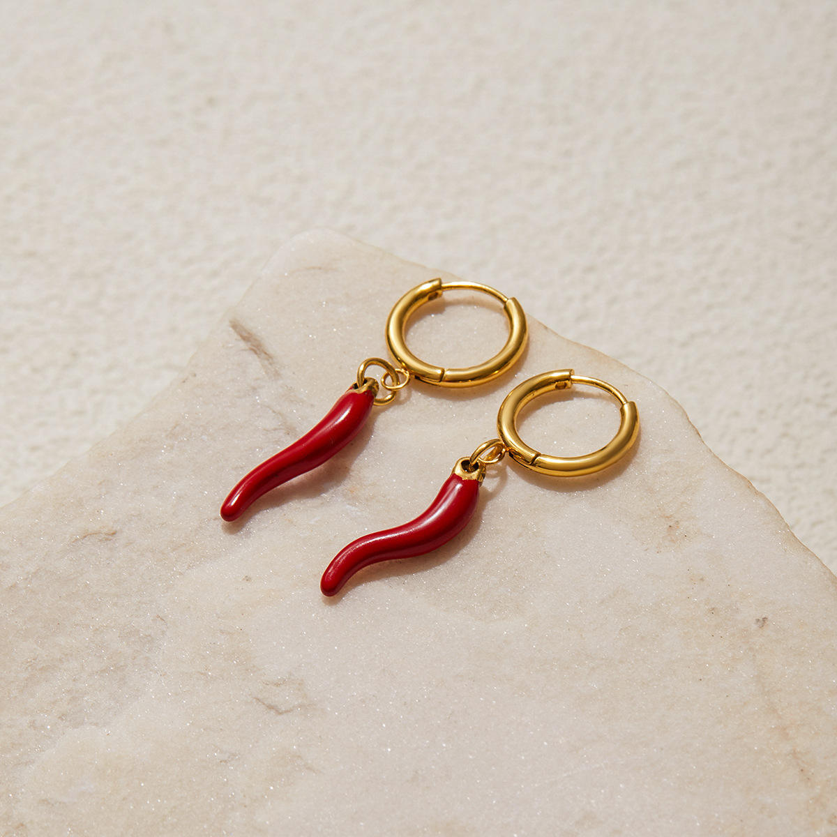 Scarlet Charm Hoop Earrings