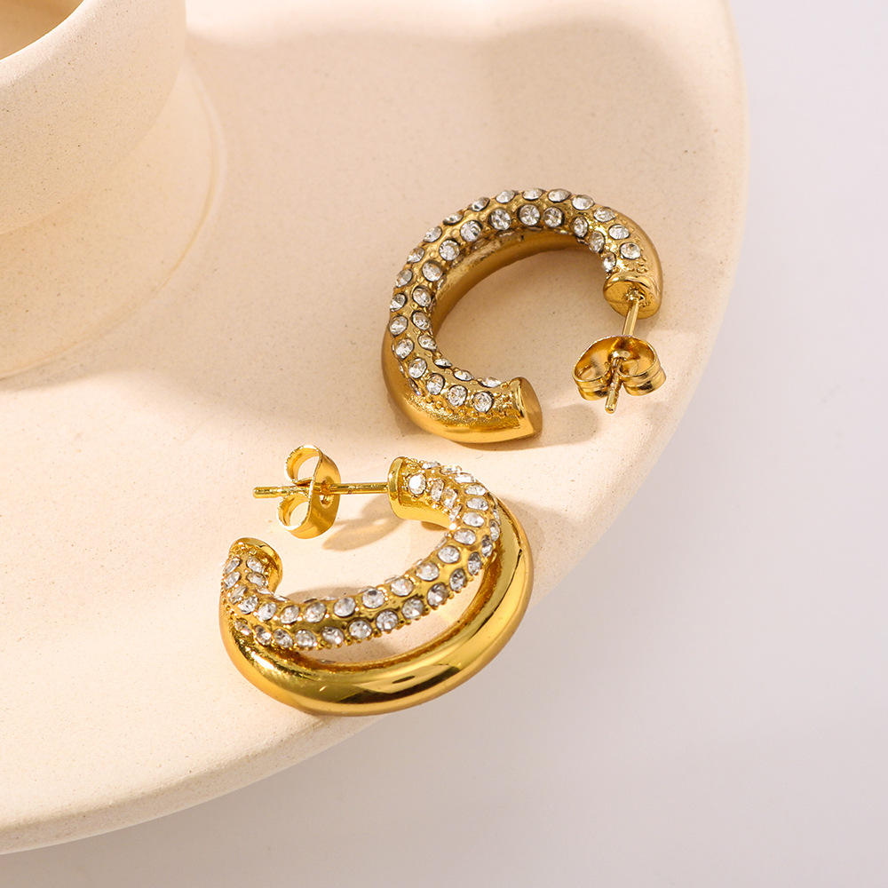 Luxe Crystal Chunky Huggie Hoop Earrings