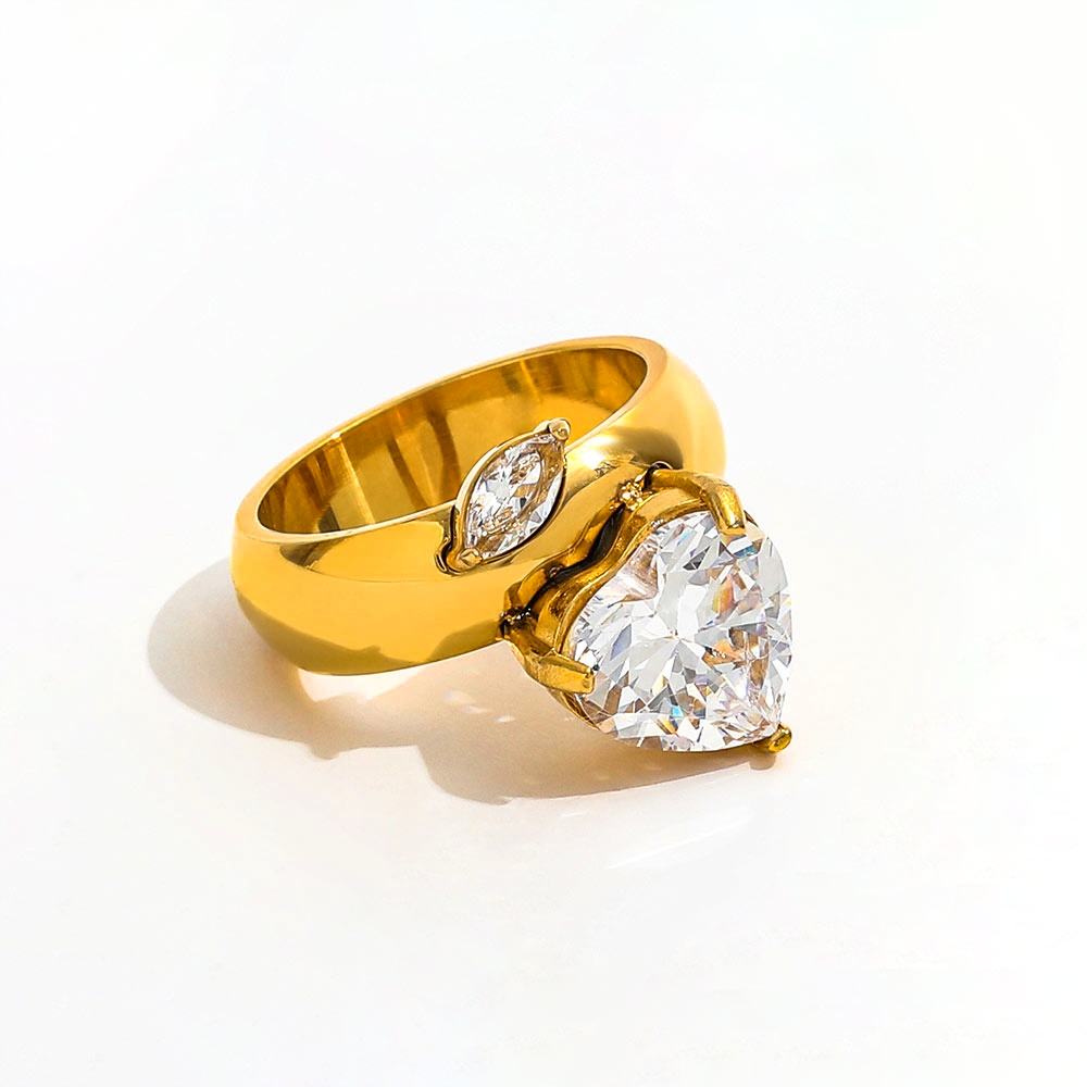 Radiant Solitaire Crystal Gold Ring