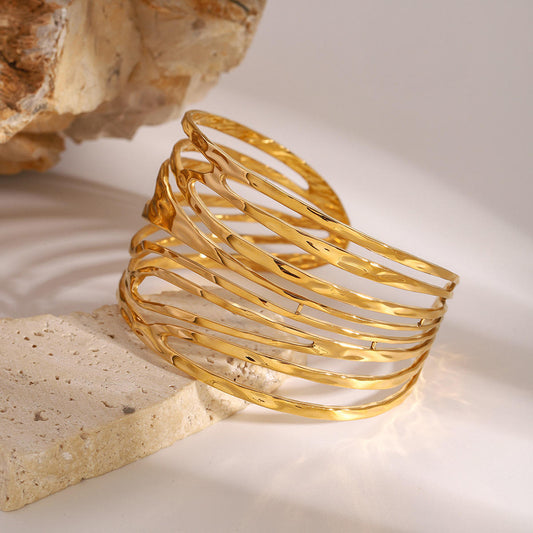 Golden Horizon Openwork Statement Cuff
