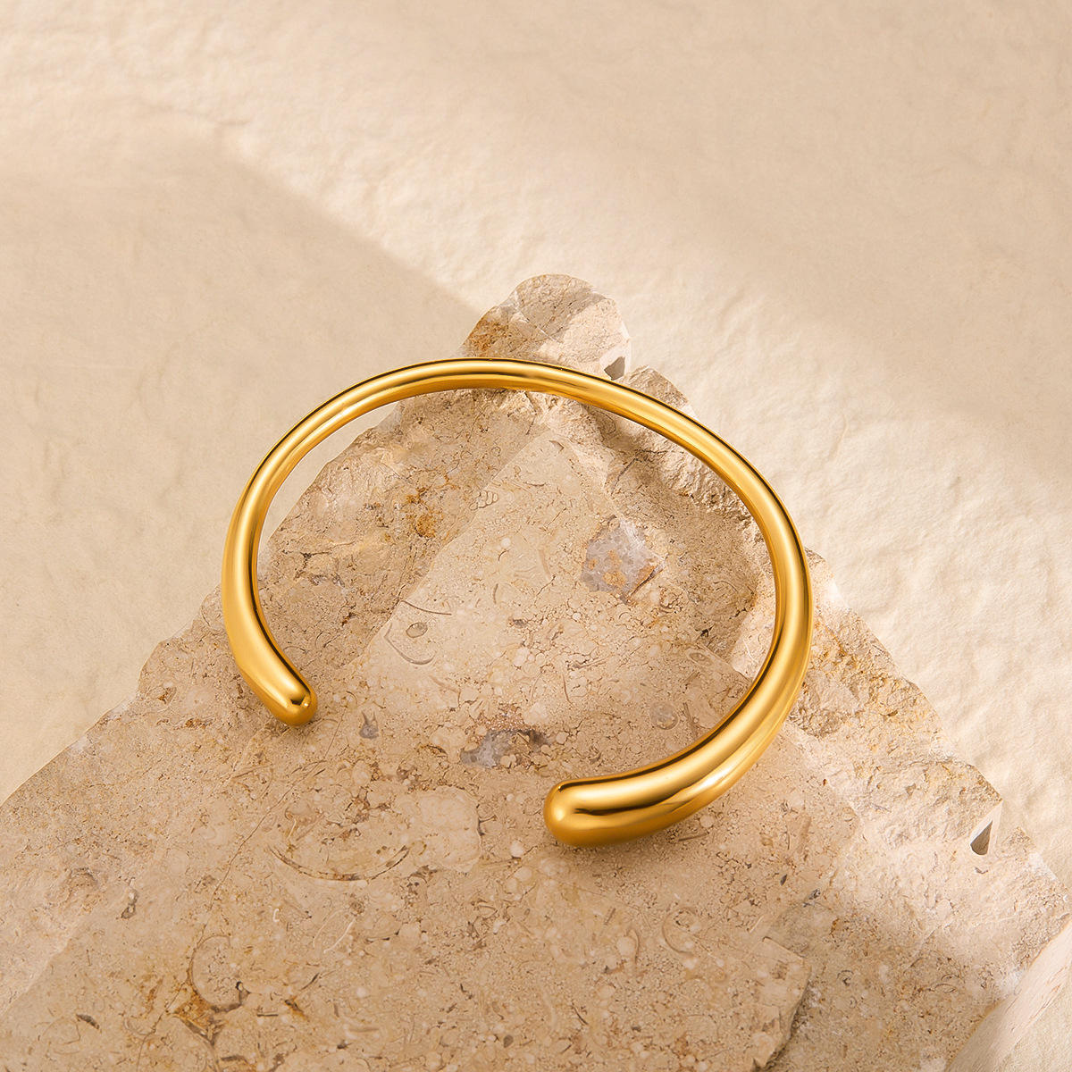 Pure Curve Minimalist Gold Cuff Bracelet