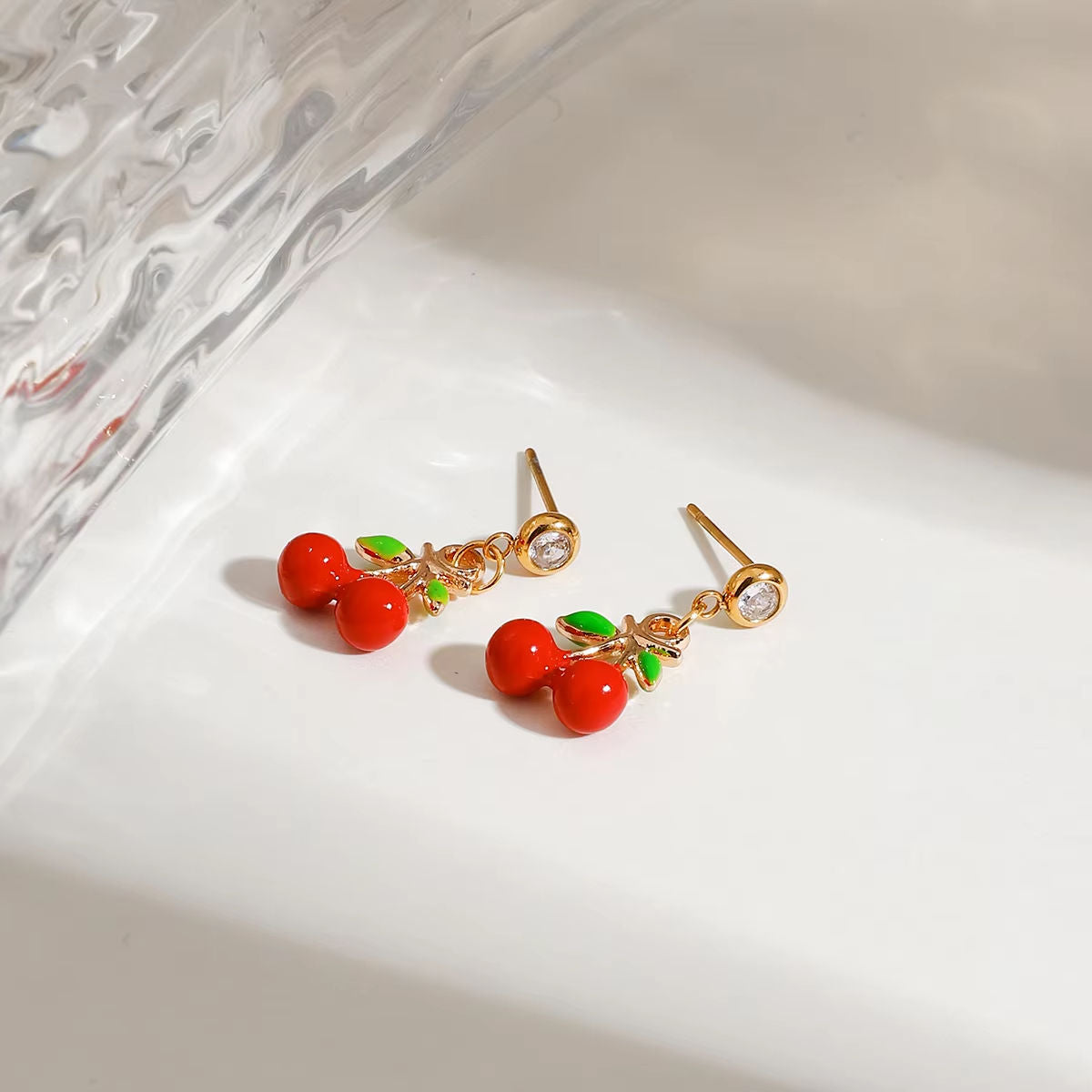 Cherry Spark Stud Drop Earrings