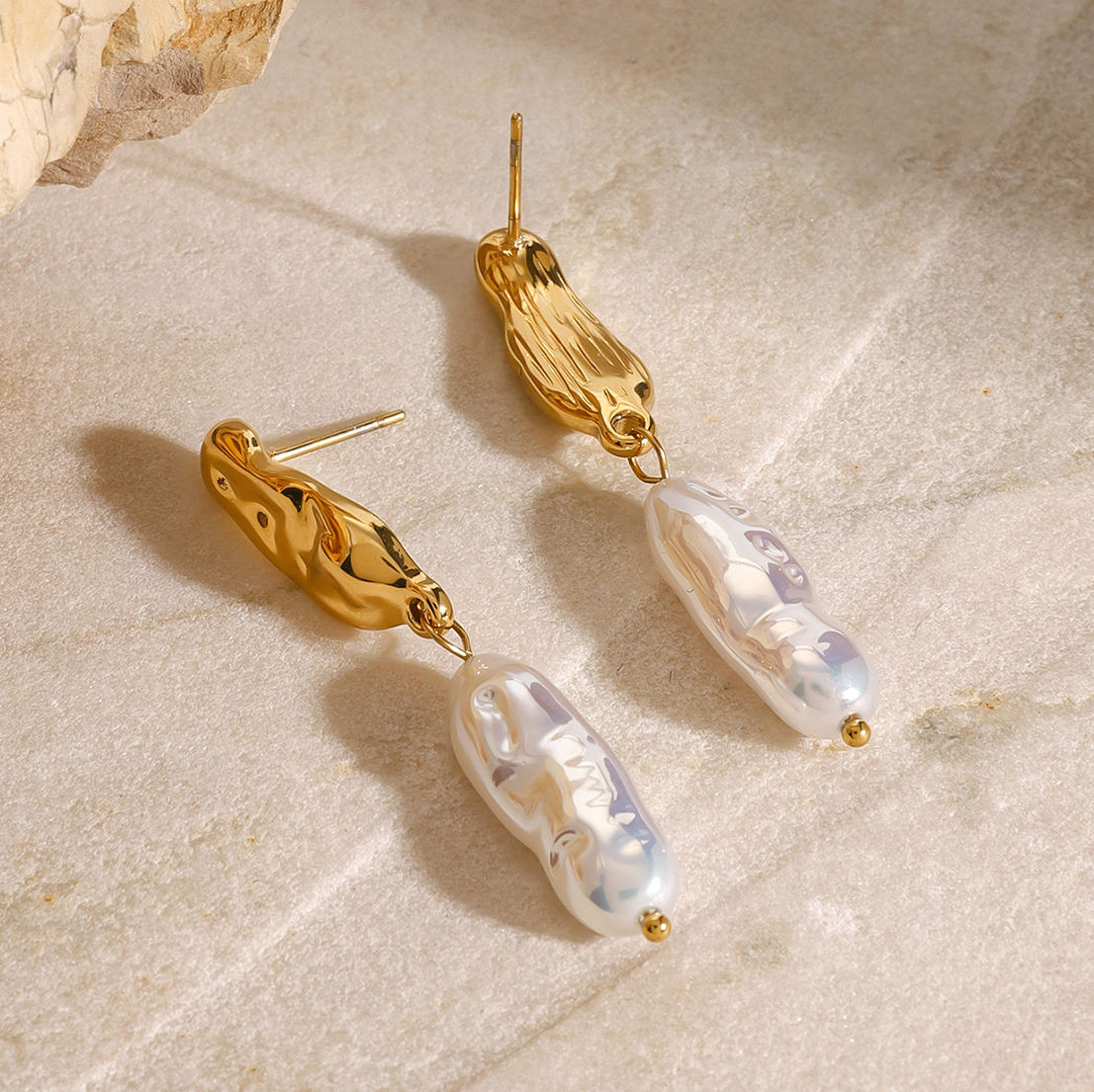 Molten Gold Baroque Pearl Drop Earrings