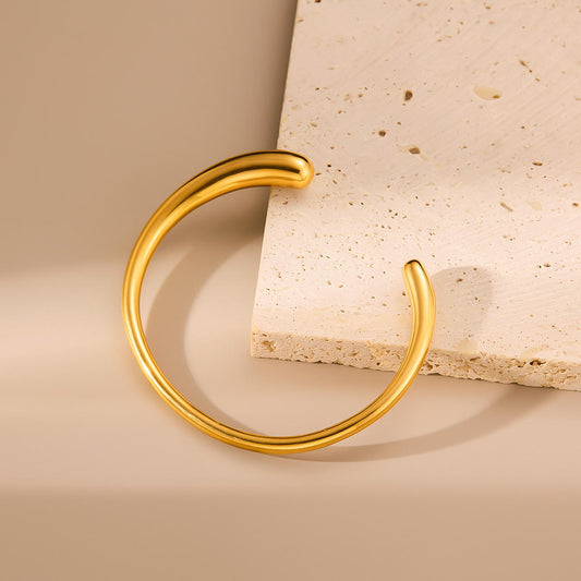 Pure Curve Minimalist Gold Cuff Bracelet