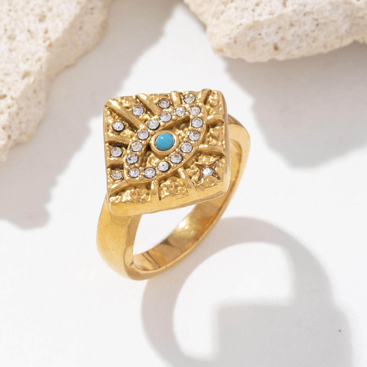 Golden Nazar Evil Eye Statement Ring