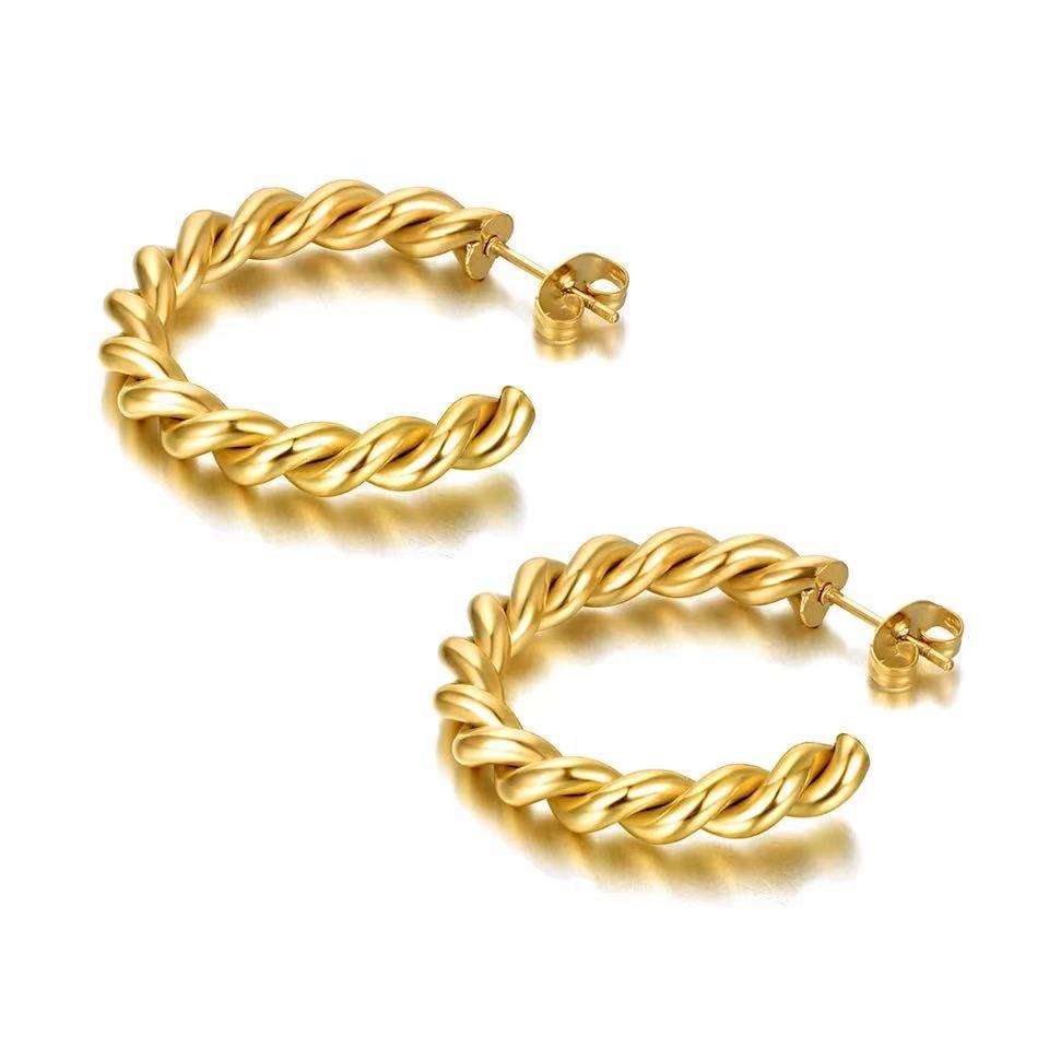 Twisted Rope Gold Hoop Earrings