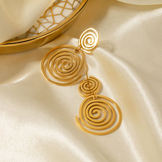 Golden Spiral Drop Earrings