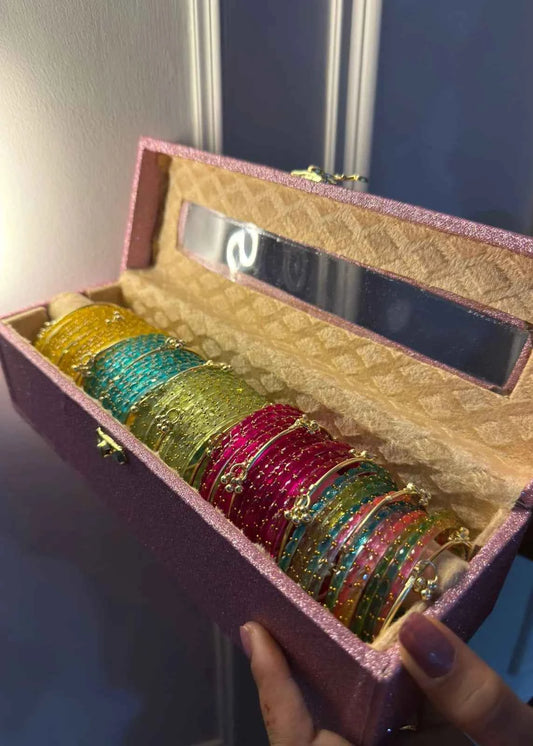 Premium Glass Bangle Box | Diamond + Ghungroo Bangles with Premium Storage Box
