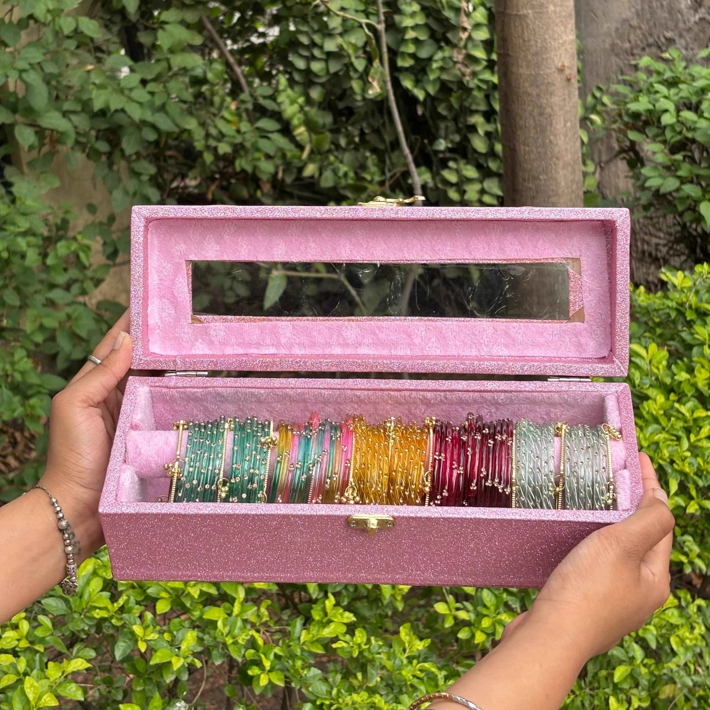 Premium Glass Bangle Box | Diamond + Ghungroo Bangles with Premium Storage Box