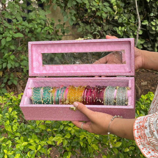 Premium Glass Bangle Box | Diamond + Ghungroo Bangles with Premium Storage Box
