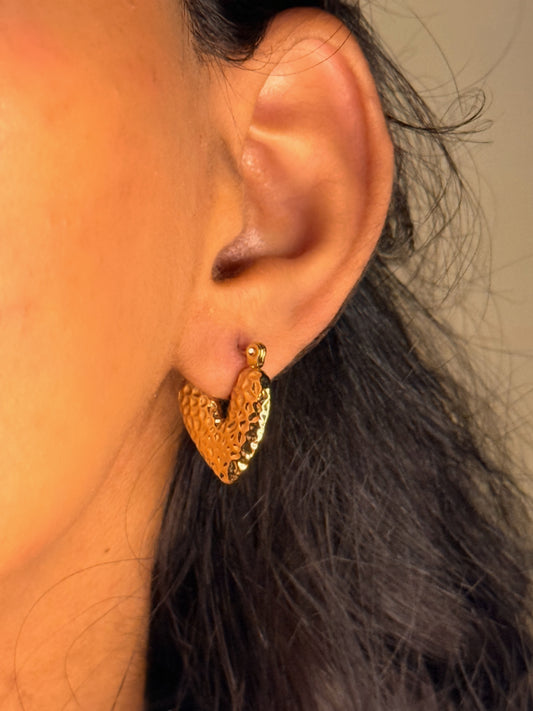 Hammered Heart Hoops