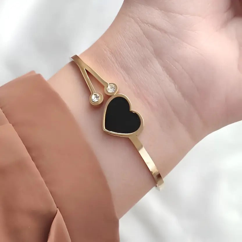 Gold Heart Charm Bracelet | 18K Gold Plated Adjustable Bracelet