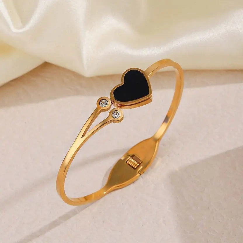 Gold Heart Charm Bracelet | 18K Gold Plated Adjustable Bracelet
