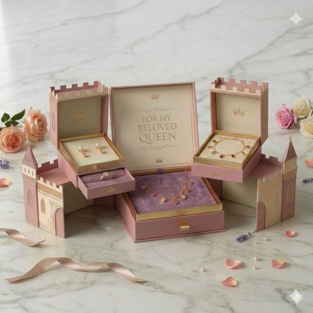 Princess Castle Jewellery Gift Box - Women's Necklace, Earrings, Bracelet & Ring Gift Box