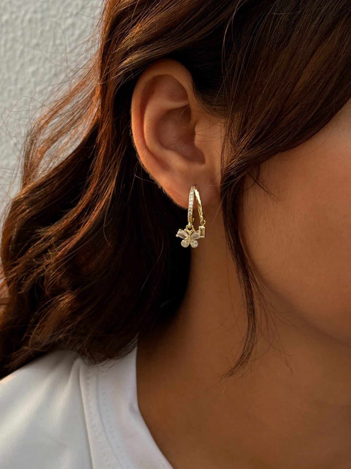 Butterfly Charm Hoop Earrings