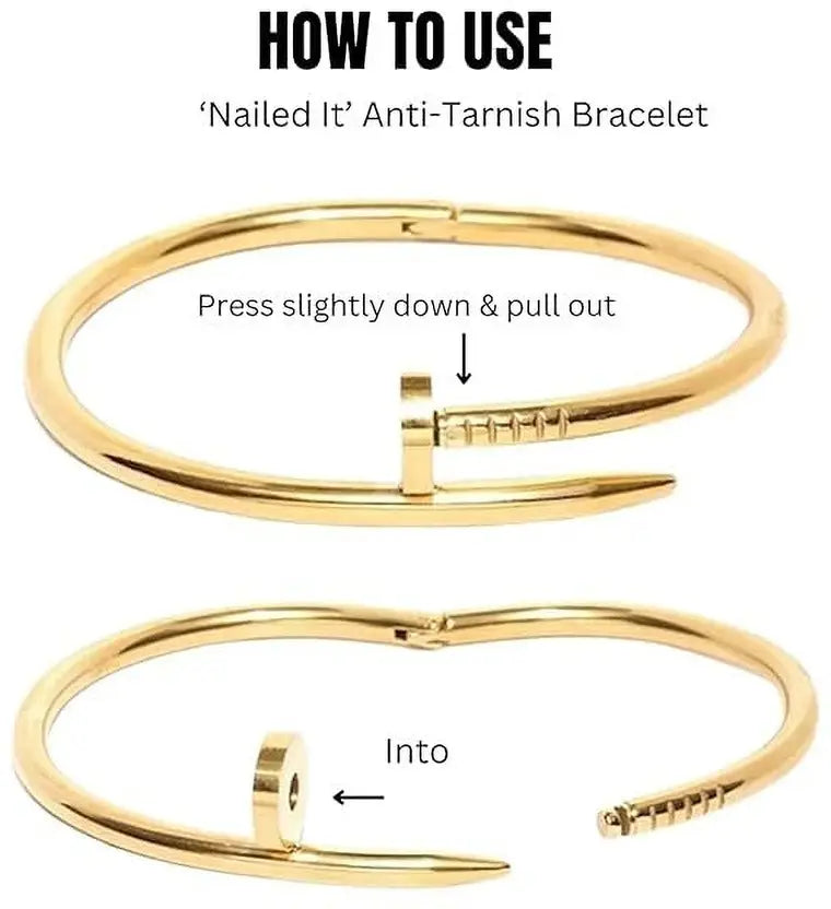 Luxury Gift Set For Girls | 18K Gold Plated Nail & Crystal Cuff Bracelet Combo - Standard Size