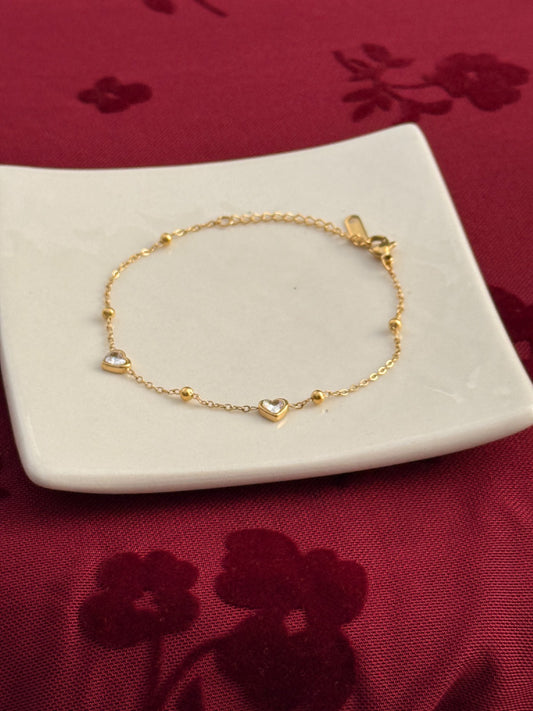 Golden Heart Station Bracelet