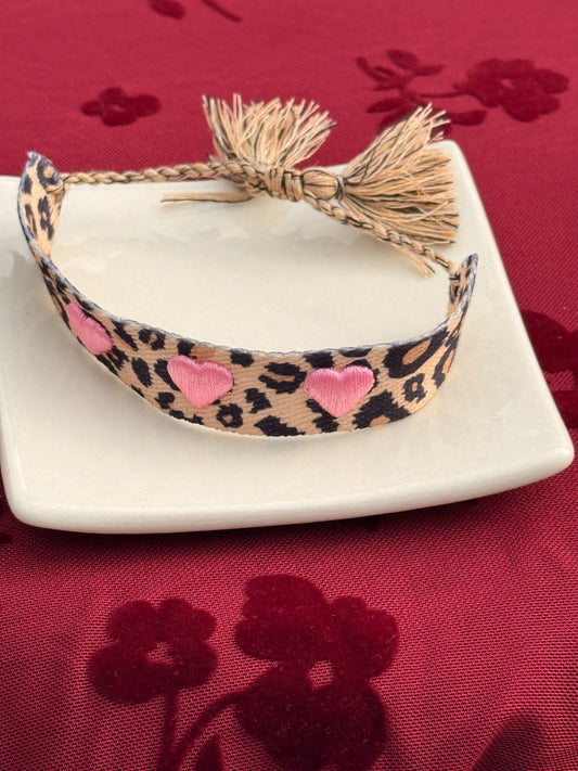 Leopard Heart Tassel Bracelet