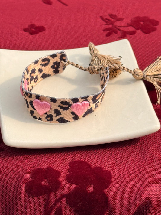 Leopard Heart Tassel Bracelet