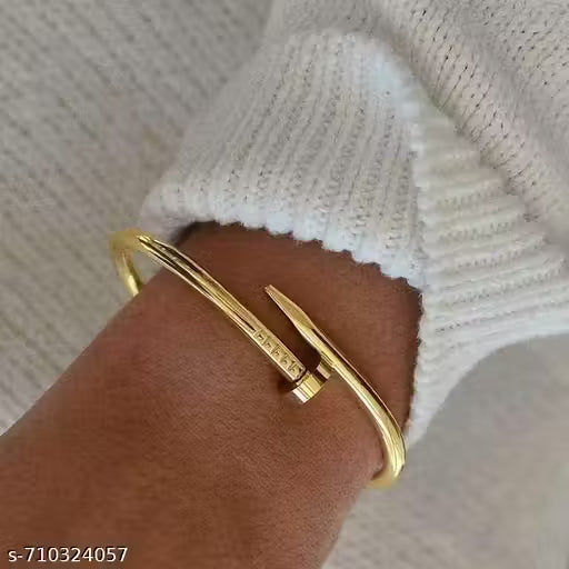 Minimal Gold Nail Cuff Bracelet