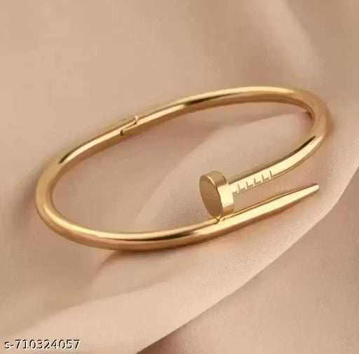 Minimal Gold Nail Cuff Bracelet