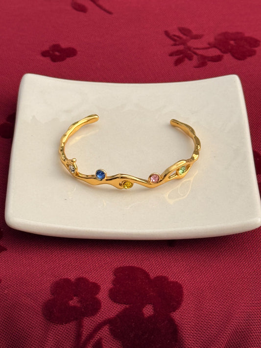 Rainbow Vine Open Cuff Bracelet
